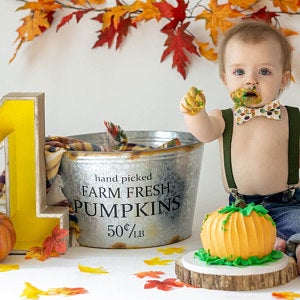 Pumpkin Bow Tie and olive green Suspenders baby boy 1st birthday photo shoot pumpkin patch