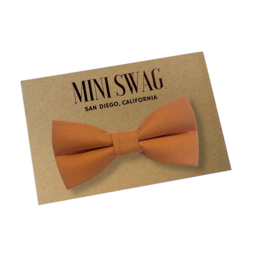 an camel brown bow tie on top of a card
