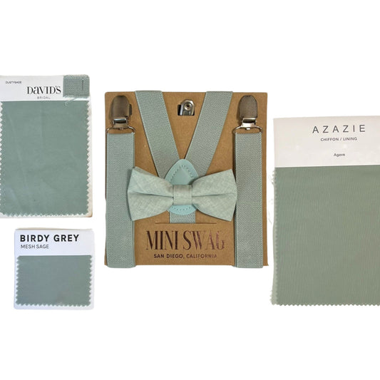 Dusty Sage Necktie // MATCHES David's Bridal Dusty Sage, Birdy Grey Dusty Sage, Azazie Agave