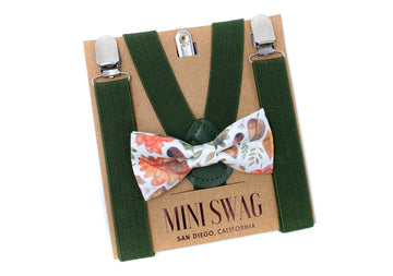 Fall Leaves Bow Tie & Moss Green Suspenders