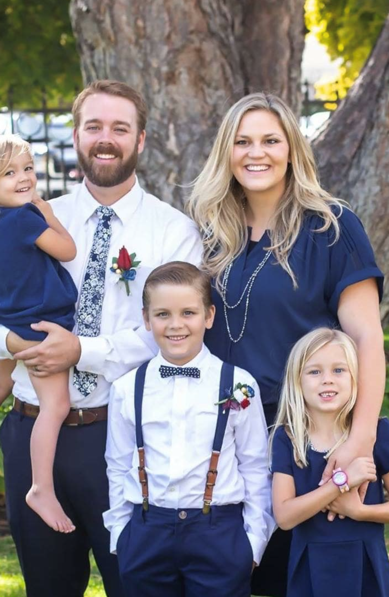 Navy Blue Leather Buckle Suspenders