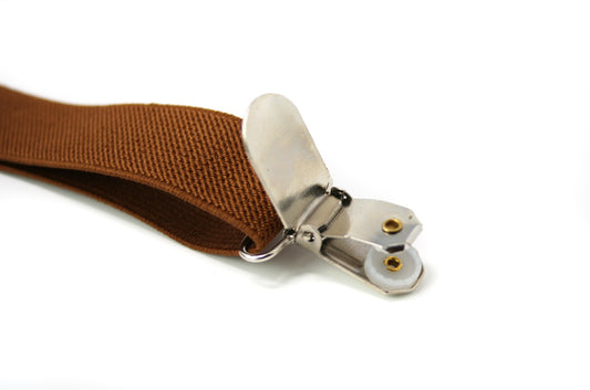 Coffee Brown Suspenders Silver Clasp