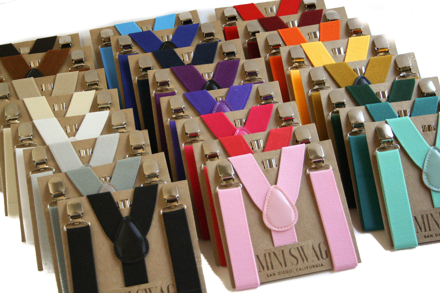 28 colors of suspenders by Mini Swag