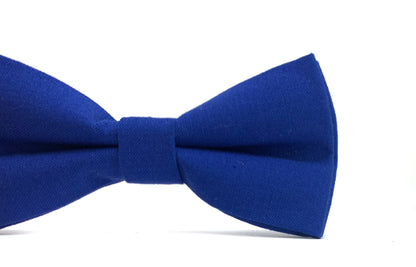Royal Blue bow tie on a white background cobalt blue