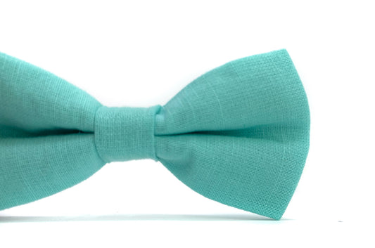 Seafoam Turquoise bow tie on a white background