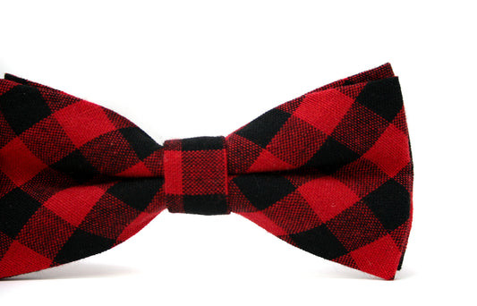 Red & Black Buffalo Plaid Bow Tie