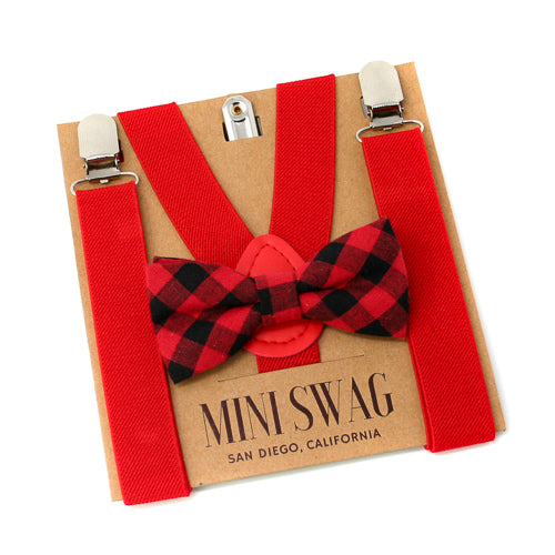 Red & Black Buffalo Plaid Bow Tie