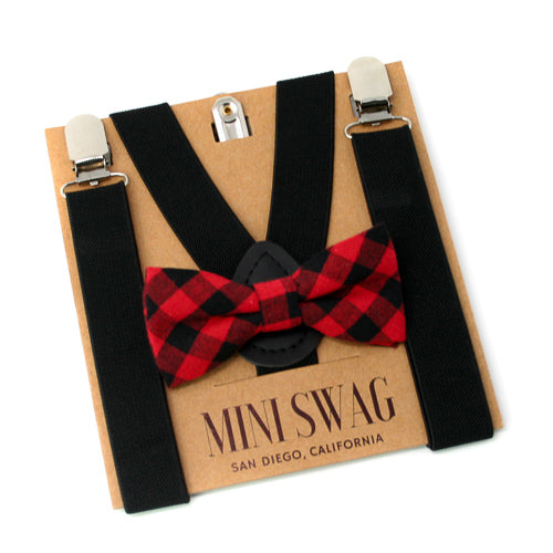 Red & Black Buffalo Plaid Bow Tie