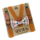 Fall Plaid Bow Tie Camel leather buckle suspenders
