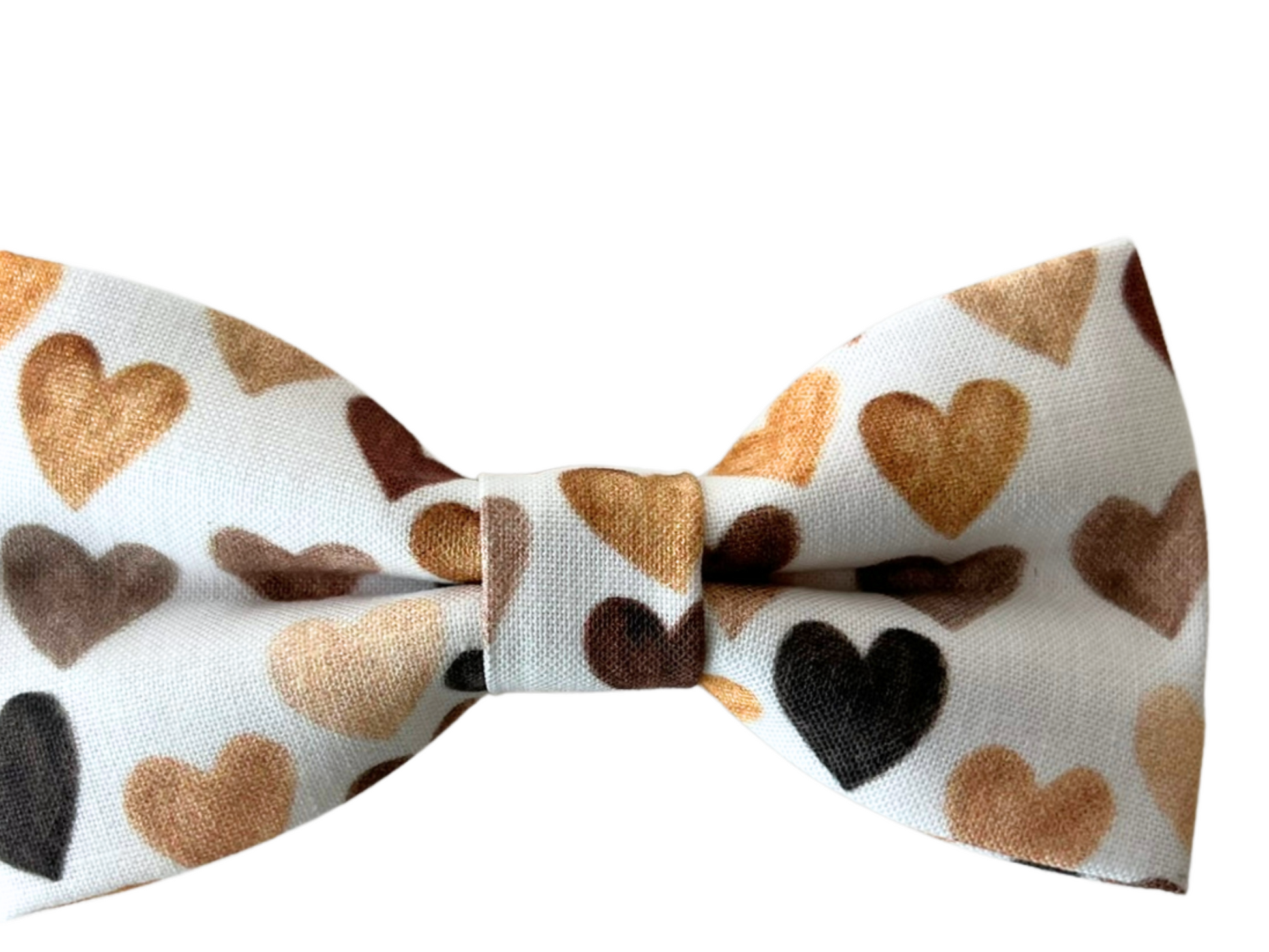 heart bow tie in shades of brown on white background