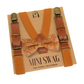 Brown suspenders and bow tie set on a 'Mini Swag' branded card