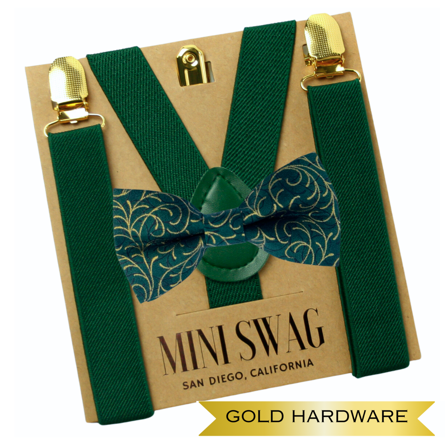 Green & Gold Swirl Bow Tie