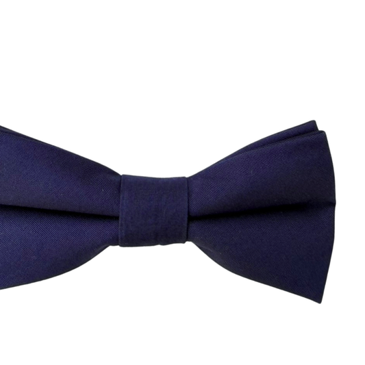 Navy blue bow tie on a white background