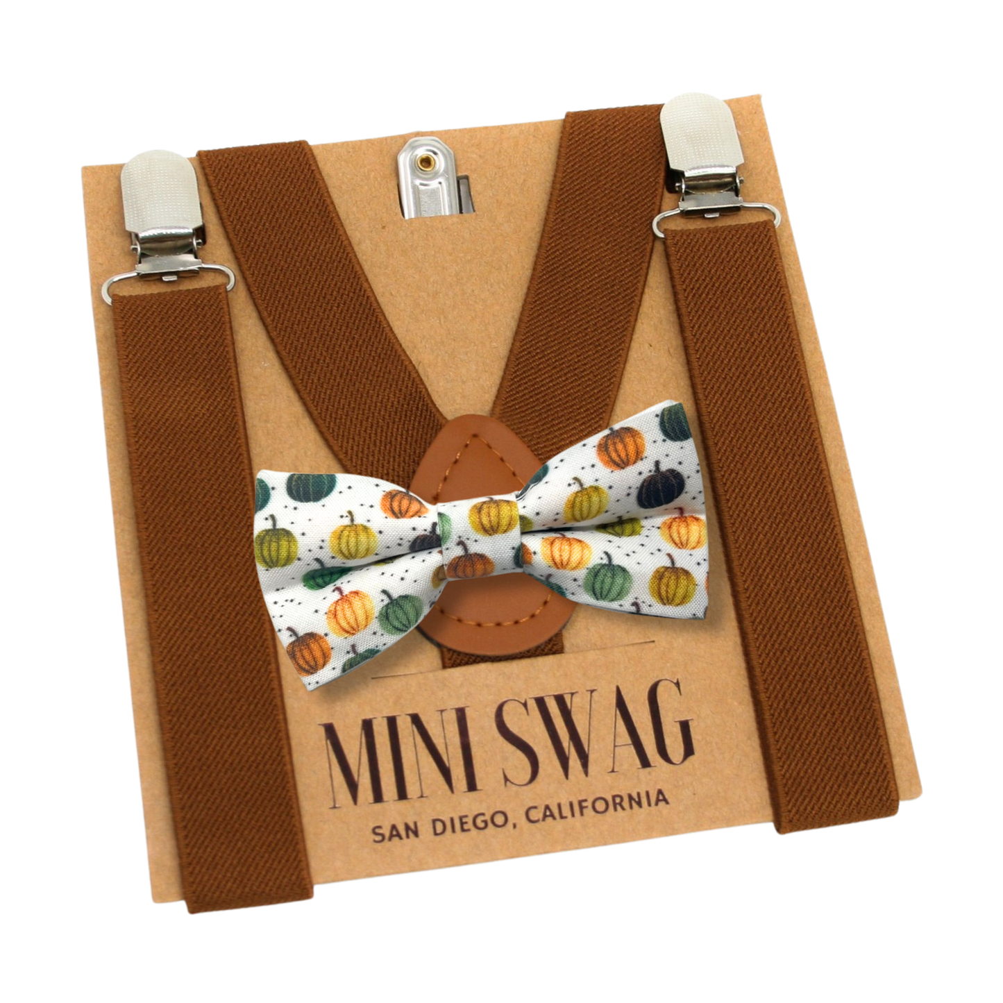 Pumpkin Bow Tie and Brown Suspenders