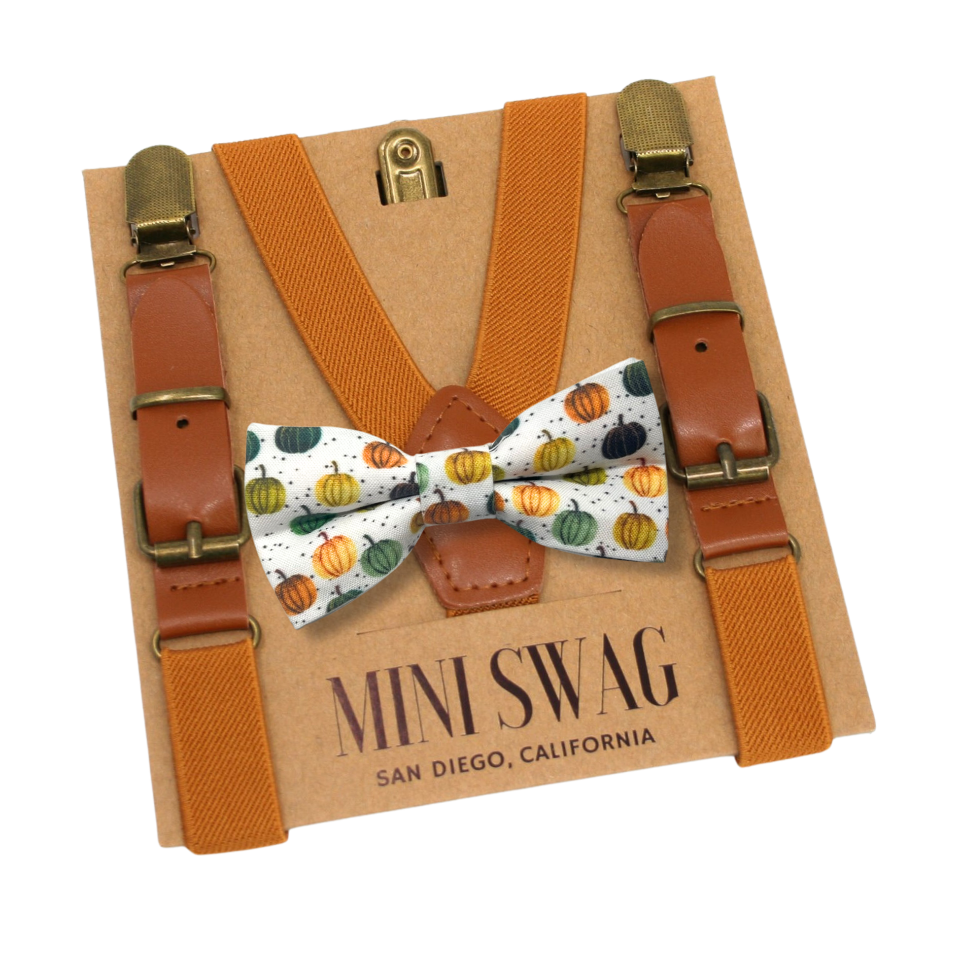 Pumpkin Bow Tie and Camel Brown Suspenders