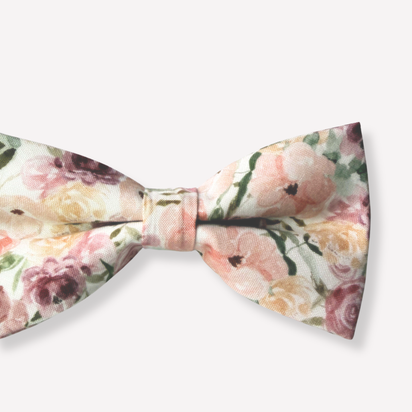 Floral patterned bow tie on a white background