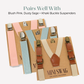 Set of suspenders with different color options on a light gray background, featuring the brand 'Mini Swag'.