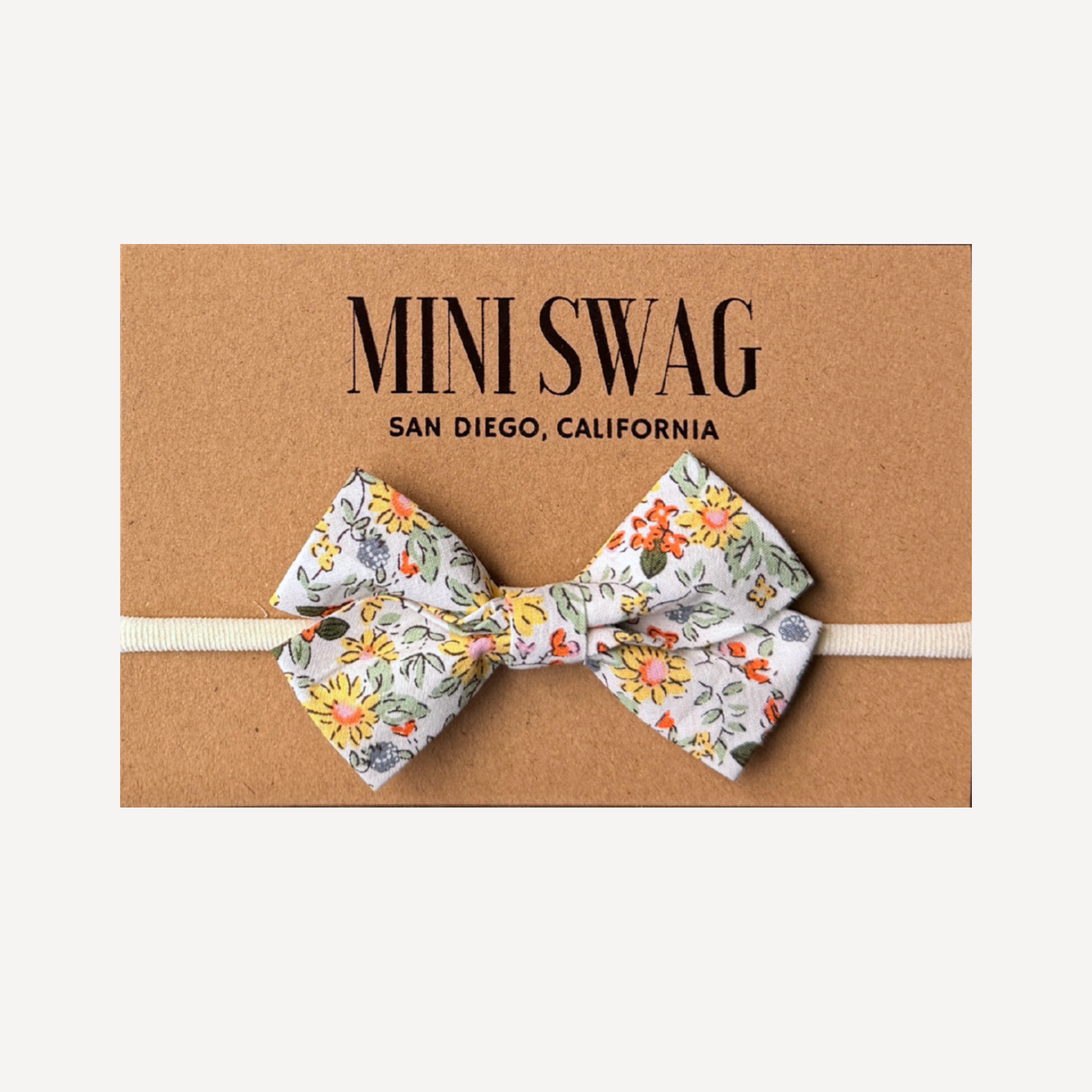 Matching family accessories spring floral yellow tie bow hair bow