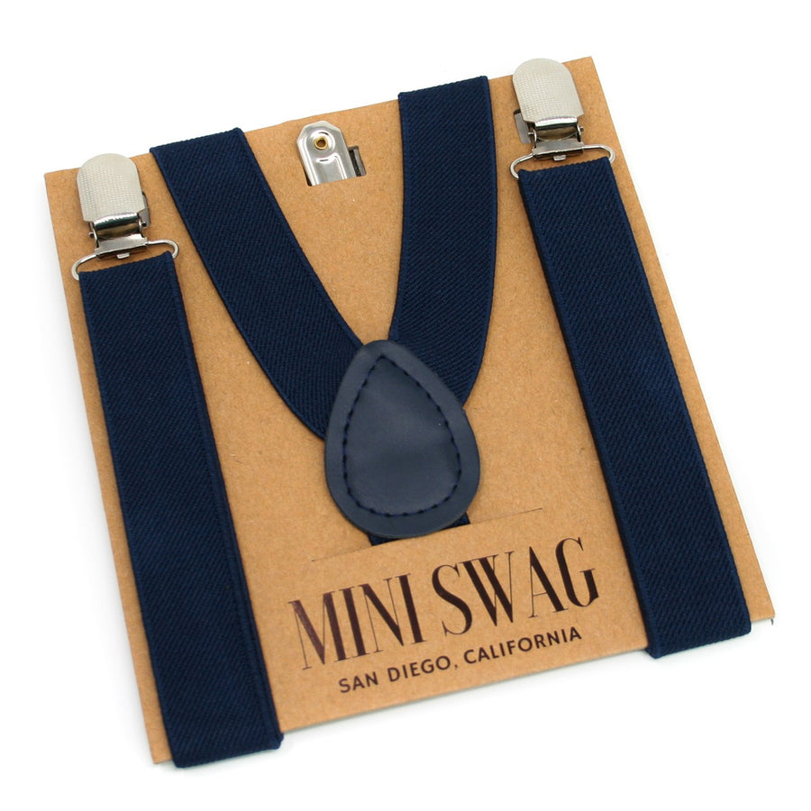 Blush Bow Tie & Navy Suspenders
