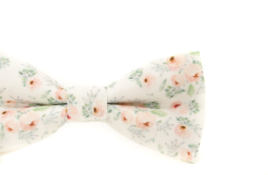 Blush Floral Bow Tie & Blush Suspenders