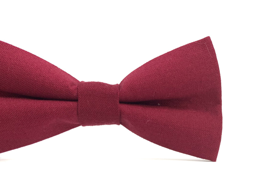 Burgundy Bow Tie & Camel Leather Suspenders