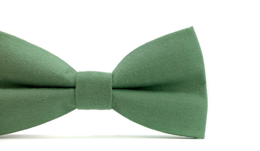 Sage Green Bow Tie & Camel Leather Suspenders