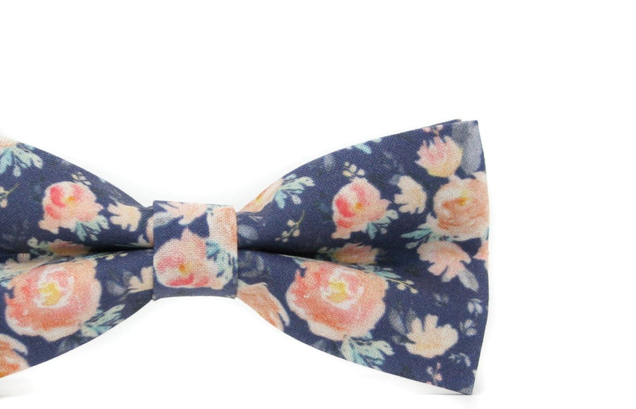 Blue Floral Bow Tie & Navy Suspenders