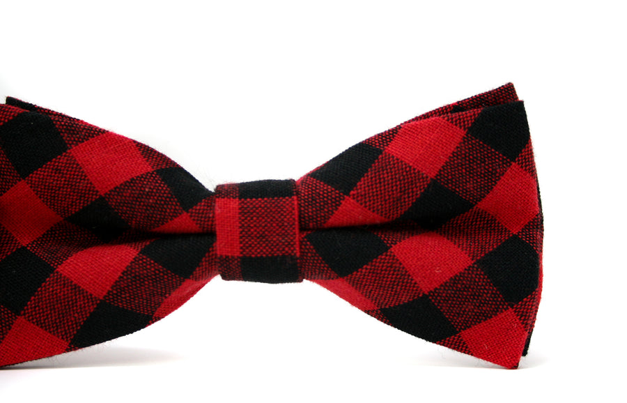 Buffalo Plaid Bow Tie & Red Suspenders