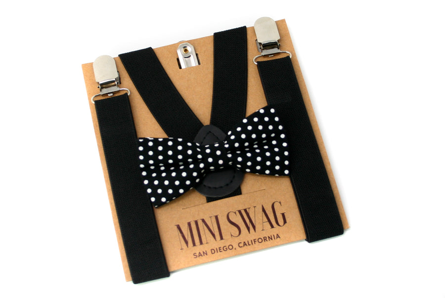 Black Dot Bow Tie & Black Suspenders