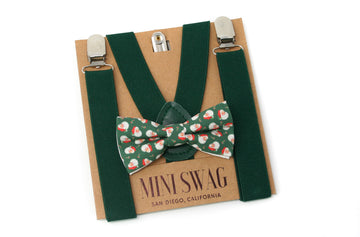 Vintage Santa Bow Tie & Hunter Green Suspenders