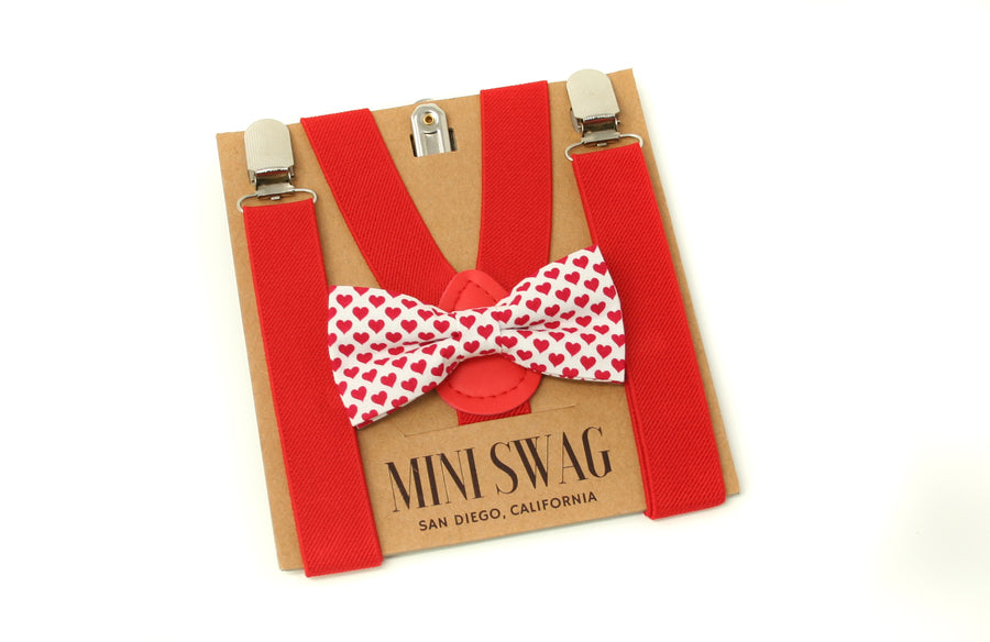 Red Heart Bow Tie & Red Suspenders