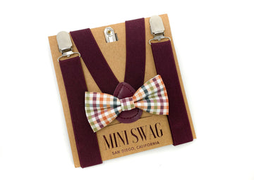 Fall Plaid Bow Tie & Wine Suspenders