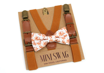 Gingerbread Bow Tie & Camel Leather Suspenders
