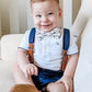 Navy Blue Leather Buckle Suspenders