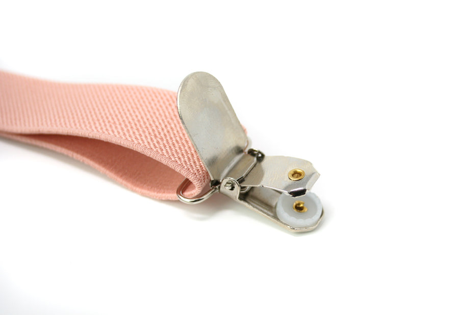 Blush Pink Suspenders, Sliver Clasp