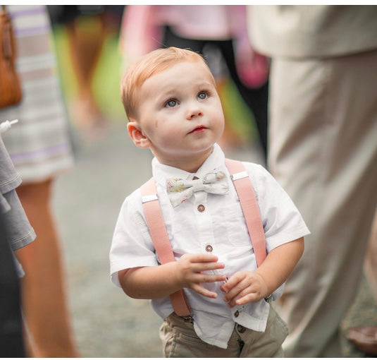 Blush Suspenders, Matching Pink Back Patch, Silver Clasps, Toddler, Wedding, Ring Bearer