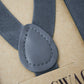 Dark Gray Suspenders, Matching Gray Back Patch, Close Up, Baby, Toddler, Youth, Adult