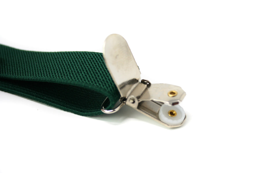 Hunter Green Suspenders with Silver Clasp