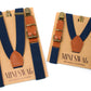 Navy Blue Leather Buckle Suspenders