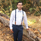 Navy Blue Leather Buckle Suspenders