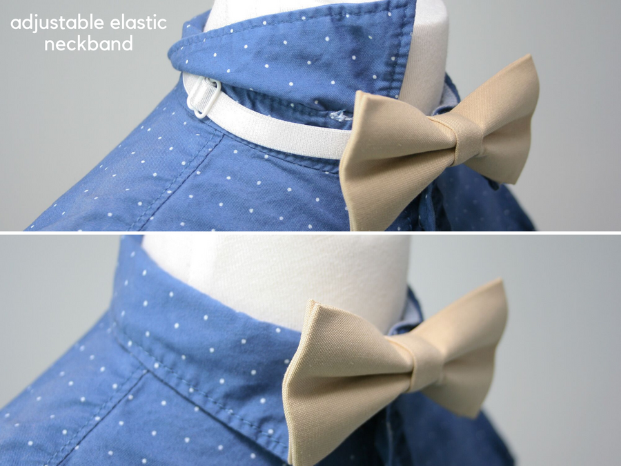 Navy Blue Bow Tie & Camel Leather Suspenders